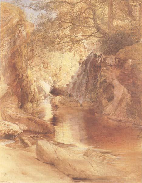Samuel Palmer A Cascade in Shadow,Drawn on the Spot,near the Function of the Machno and Conway,North Wales china oil painting image